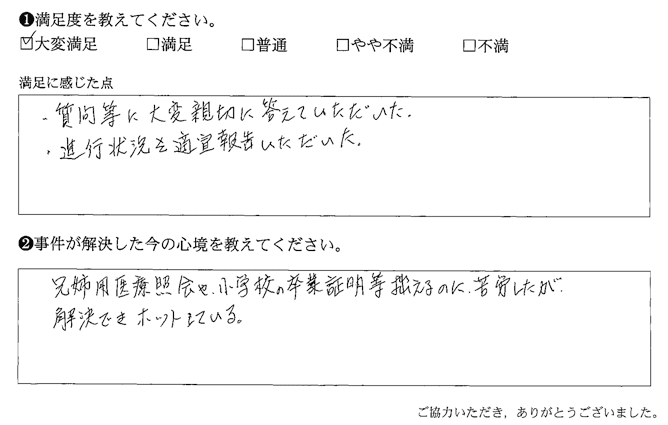 質問等に大変親切に答えていただいた