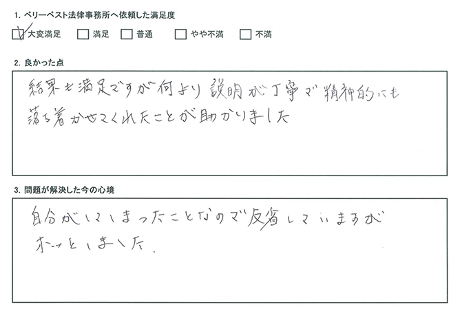 何より説明が丁寧で精神的にも落ち着かせてくれたことが助かりました